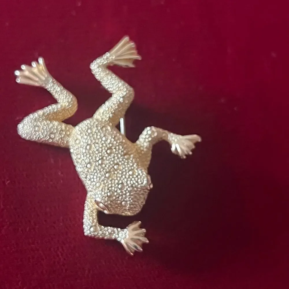 Christian Dior 1980s Vintage Textured Vivid Cute Jumping Swimming Frog Brooch